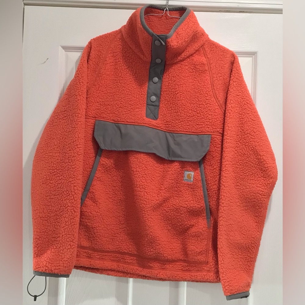 CARHARTT WOMEN’S SNAP FRONT SHERPA FLEECE PULLOVER, SIZE S, EUC